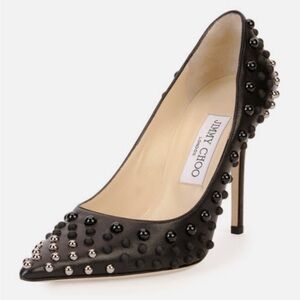 Jimmy Choo Abel Black Studded Point-Toe Pump Shoes 37.5 / 7 - 7.5